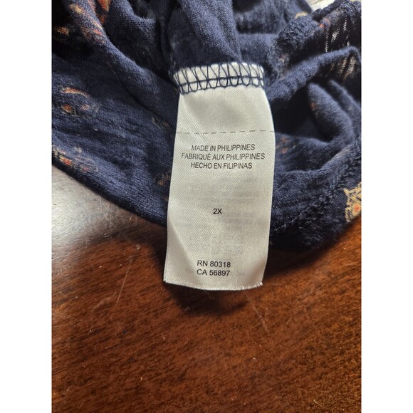 Lucky Brand Shirt Womens 2X Navy Boho Artsy Tee Tapestry Print Festival Comfy - Picture 4 of 4